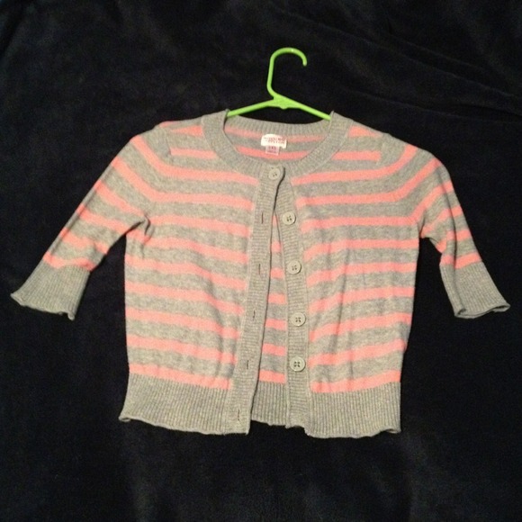 Pink and grey striped sweater