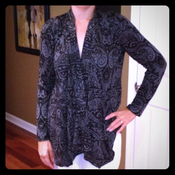 Fun Gray and Black Paisley Cardigan Coverup