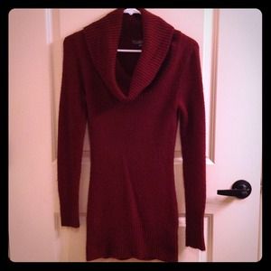 Forever 21 long maroon sweater with cowl neck.