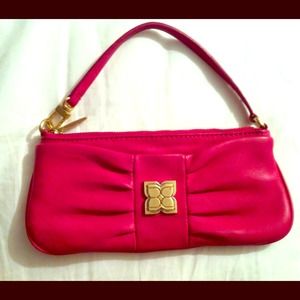 Bcbg hot pink leather wristlet