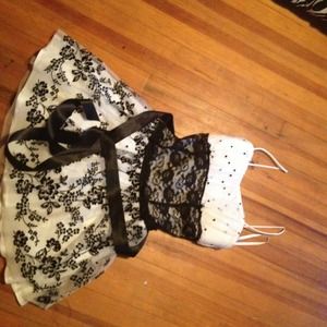 Black and white polka dotted homecoming dress