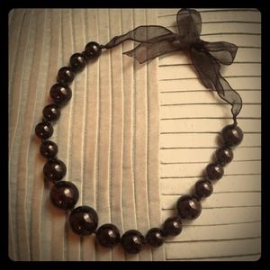 GIFTED Black Pearl Ribbon Necklace