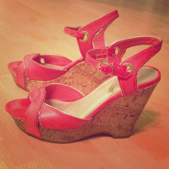 Guess coral sandal wedges
