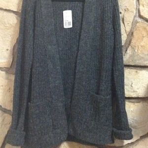 grey cardigan