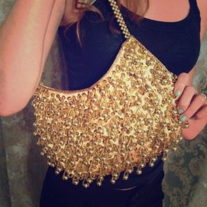 🌀Gold sequin and bead purse