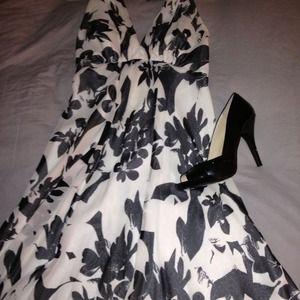Floral Black and White Dress