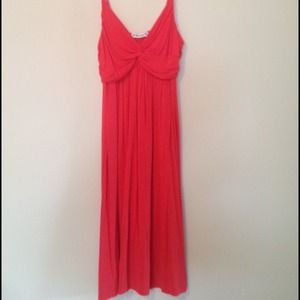 Coral jersey knit dress