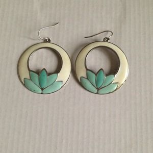 Classy Creamy Turquoise hoops