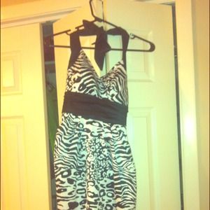 Halter dress in multi animal print.