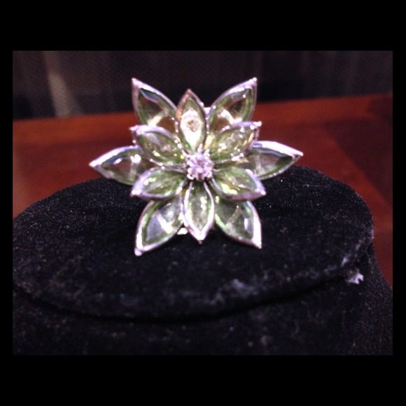 Green Flower Cocktail Ring