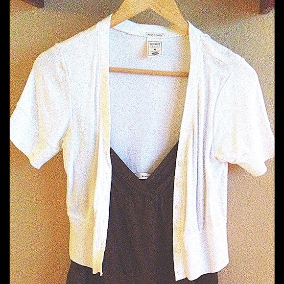 White short sleeve cardigan