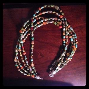 Genuine turquoise with sterling clasp necklace