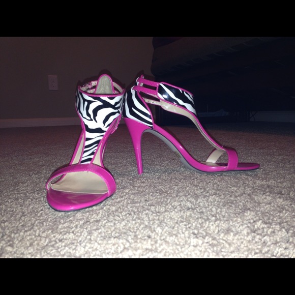 Hot pink and zebra print heels