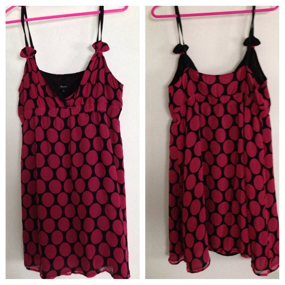 Express Dresses & Skirts - Express Pink & Black Polka Dot Dress Express Dresses & Skirts - Express Pink & Black Polka Dot Dress