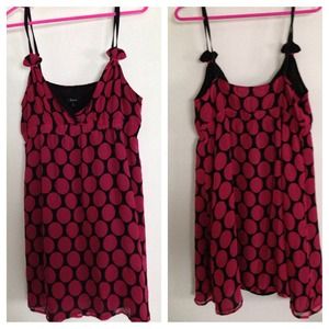 Express Dresses - Express Pink & Black Polka Dot Dress Express Dresses - Express Pink & Black Polka Dot Dress