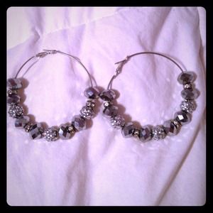 Silver hoops with silver beads and balls