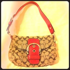 SOLD****Cute little brown & pink Coach handbag