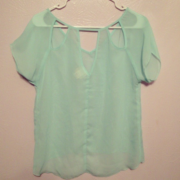 Tops - Baby blue back cut out blouse