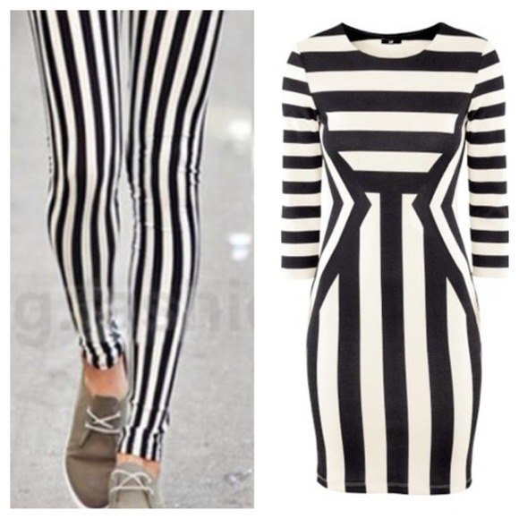 Holding BUNDLE: Stripe Dress & Leggings