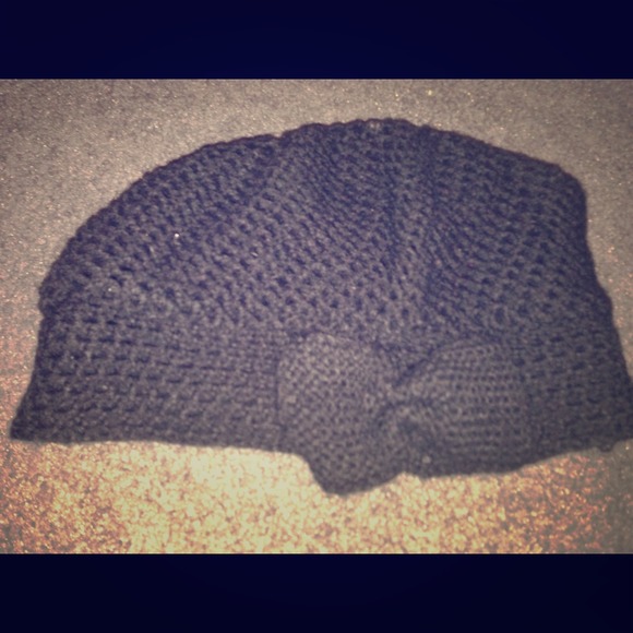 Make an offer👍Black crochet bow hat