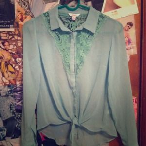 transparent fluorescent blouse with lace