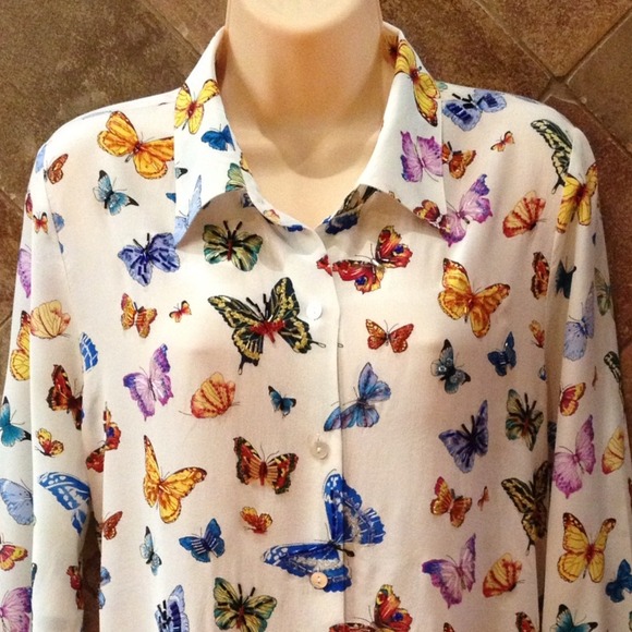 Nicole Taylor Tops | Silk Butterfly Blouse | Poshmark