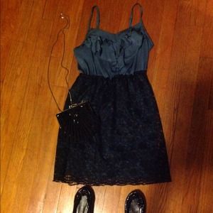 🔴Sold🔴 Blue and Lacey black cocktail dress