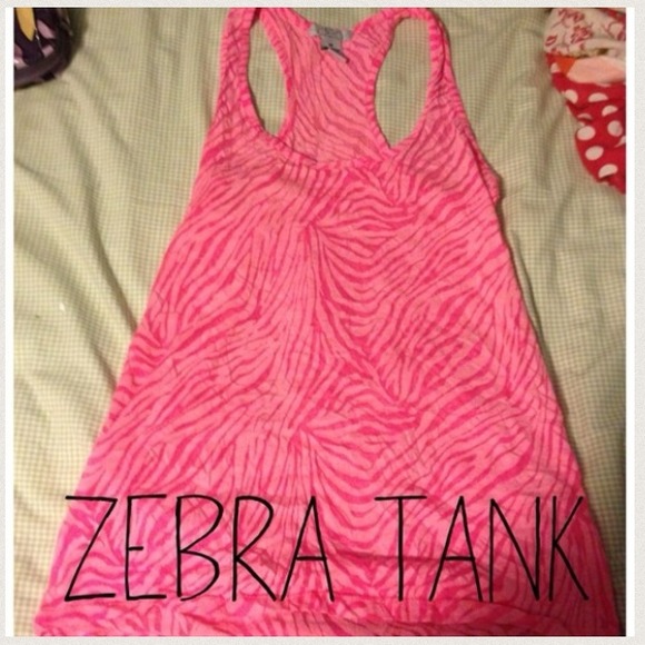 Neon pink zebra tank top - Picture 2 of 2