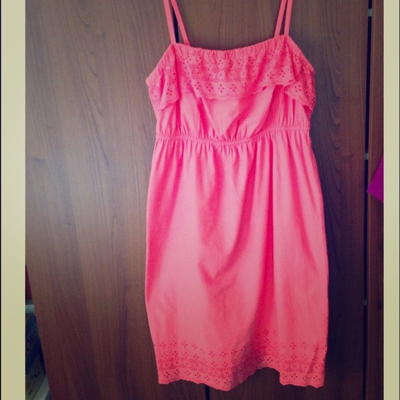 **REDUCED** Coral Spaghetti Strap Eyelet Dress