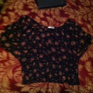 Black top with with colored roses.