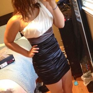 White grey and black short cocktail dress