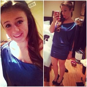 Short blue cocktail dress with diamonds sparkly to