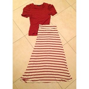 **No Longer Available** Stripe Print Maxi Skirt
