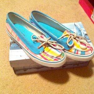 Bahama pink plaid Sperrys.