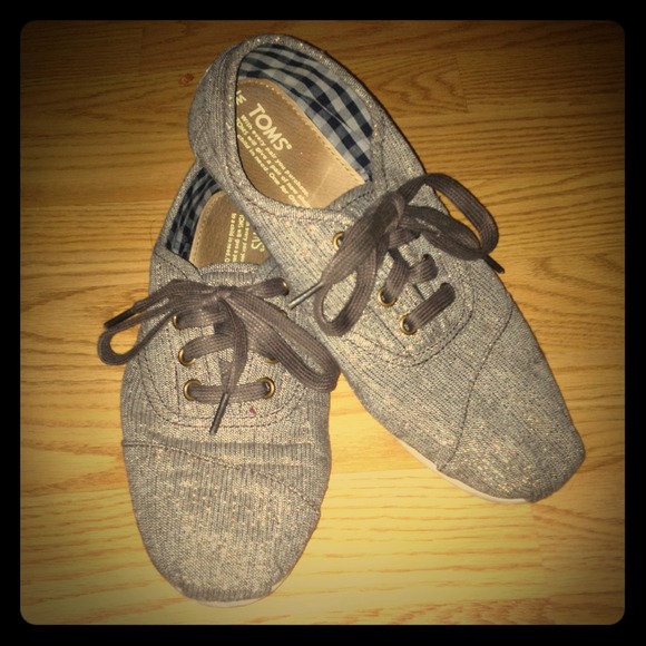 Brown with Gold Glitter Lace Up TOMS