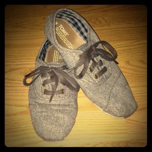 Brown with Gold Glitter Lace Up TOMS