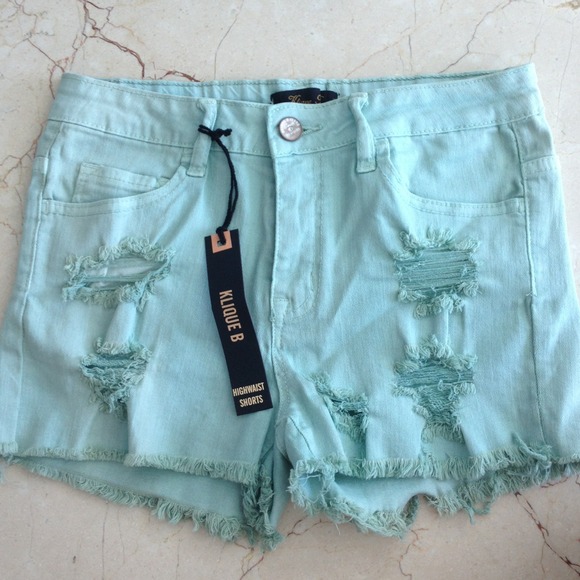 NWT high waisted light green cut offs
