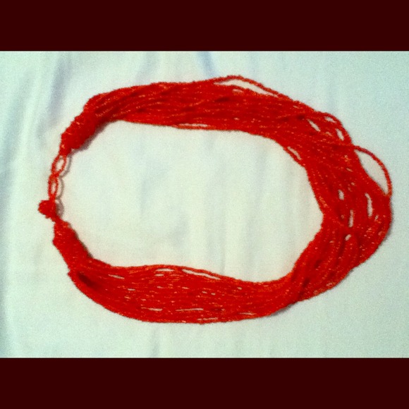 Orange seed bead necklace
