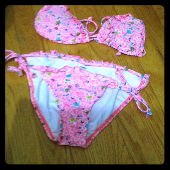 Neon Pink floral Bikini