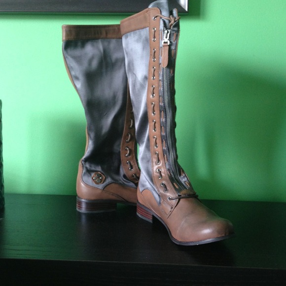 CK Jeans Zoe Mid-Calf Boot (Cognac & Steel Grey)