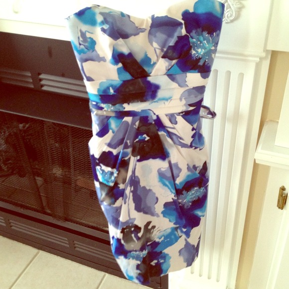 Strapless Water Color Floral Dress