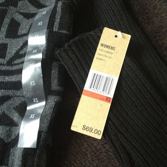 DKNY Jeans black zip up sweater signature XS BNWT - Picture 3 of 4