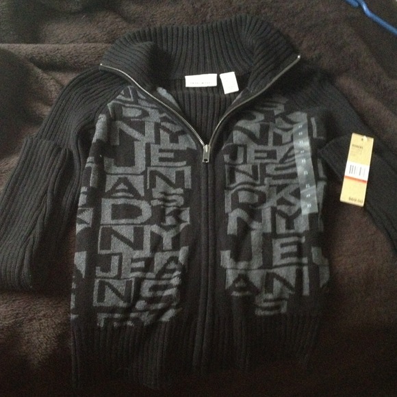 DKNY Jeans black zip up sweater signature XS BNWT - Picture 4 of 4
