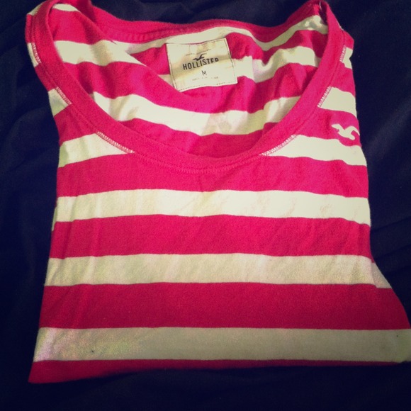 Pink and white stripped Hollister long sleeve