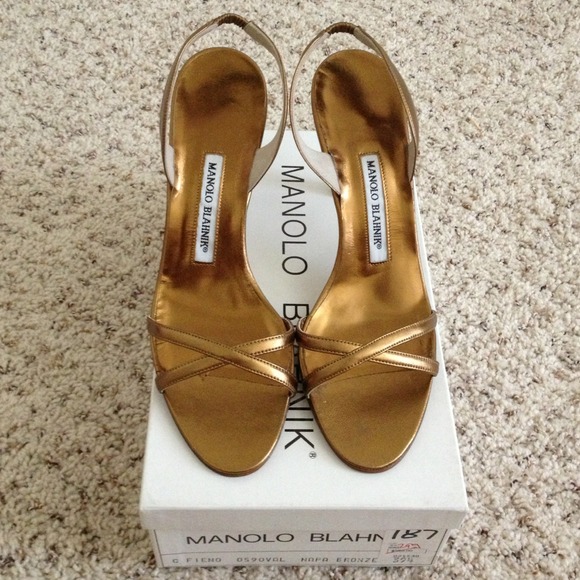 Manolo Blahnik Napa Bronze Heels