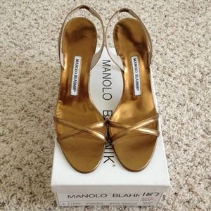 Manolo Blahnik Napa Bronze Heels