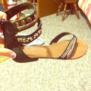 Black & silver sandals size 7