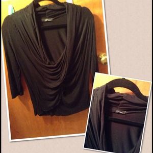 Black fashion top with draped front