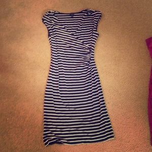 Ann Taylor navy and white stripped dress