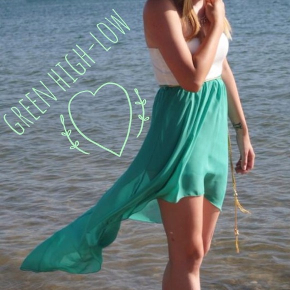 Poetry Dresses & Skirts - Green and white high-low dress! ✨✨